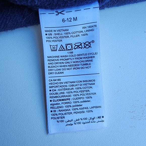 Old Navy Soft Curderoy Puffer Vest Baby Boys Full Zip Blue Brown Sz 6- 12 Mos - Picture 5 of 9